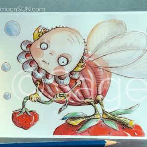 ladybug strawberry illustration ©Sage 2021 skymoonsun