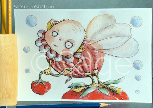 ladybug strawberry illustration ©Sage 2021 skymoonsun